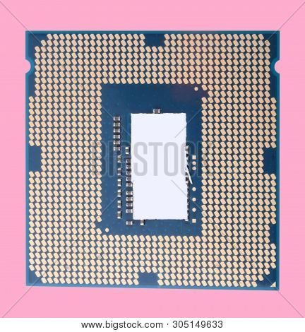 Central Processor Unit Isolated On Pink Background At Dry Sunny Day