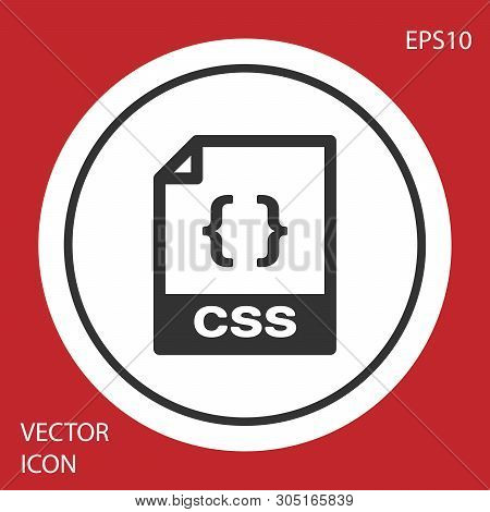 Grey Css File Document Icon. Download Css Button Icon Isolated On Red Background. Css File Symbol. W