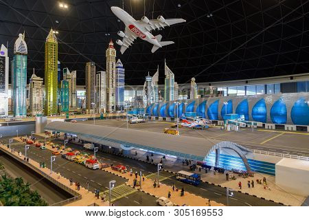 Dubai, Uae, January 09, 2019: Miniature Of The Modern Airport In Miniland Of Legoland