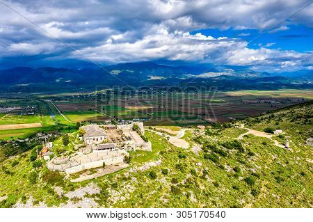 Aerial View Of Lekuresi Castle In Saranda, South Albania