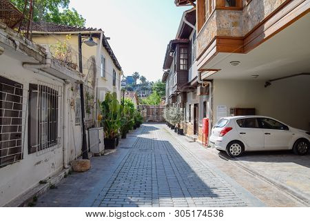Antalya, Turkey - May 19, 2019: The Streets Of The Old Town Of Kaleici. Ancient District In The City
