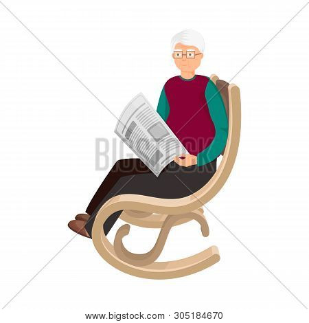 Vector Illustration Of Grandfather And Newspaper Symbol. Set Of Grandfather And Man Stock Vector Ill
