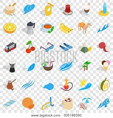 Ankara Icons Set. Isometric Style Of 36 Ankara Vector Icons For Web For Any Design
