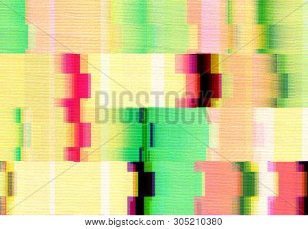 Abstract Background With Glitch Scanlines In Tv Screen Style
