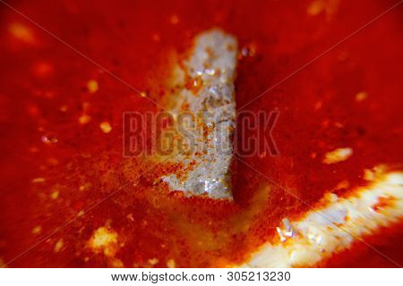 Macro, Spicy Chicken Paw Sauce With Chicken Blood Cube. The Local Food Of Northern's Thailand, Call 