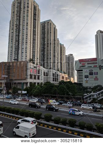 Jakarta, Indonesia - December 20, 2018 : Traffic On Jalan S Parman In Slipi District.