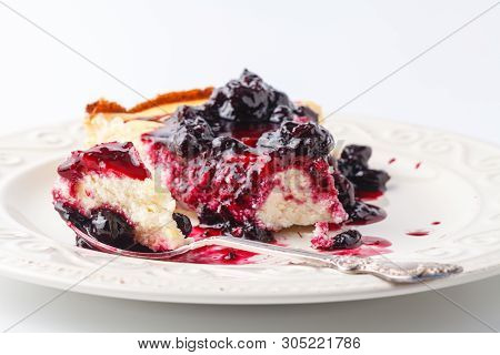 Small Homemade Deset Pie With Berries Close Up