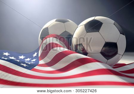 America Flag And Soccer Ball