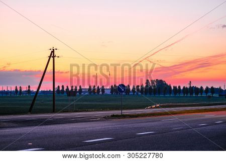 Landscape with the Image of a Country Road at sunset
