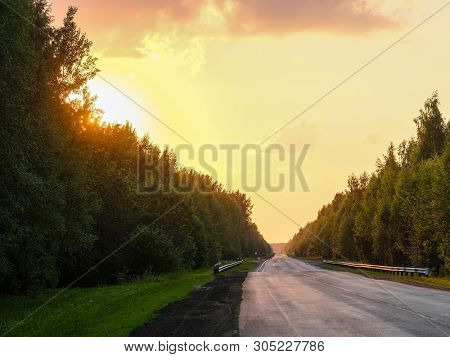 Landscape with the Image of a Country Road at sunset