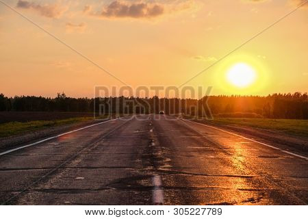 Landscape with the Image of a Country Road at sunset