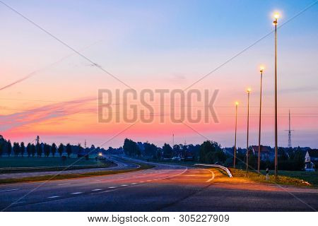 Landscape with the Image of a Country Road at sunset