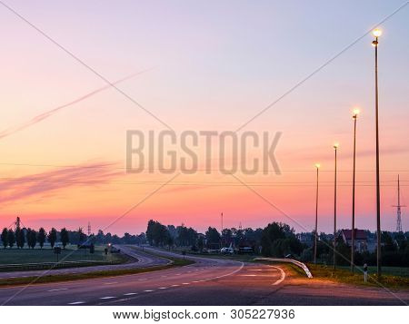 Landscape with the Image of a Country Road at sunset