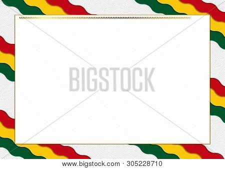 Border Made With Bashkortostan National Colors. Template Elements For Your Certificate And Diploma. 