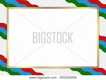 Border Made With Karelia National Colors. Template Elements For Your Certificate And Diploma. Horizo