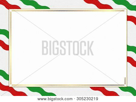 Border Made With Karelia National Colors. Template Elements For Your Certificate And Diploma. Horizo