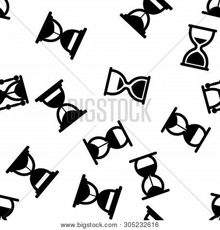 Sandclock Icon Seamless Pattern . Timer Symbol. Interval Sandclock Icons Sign. Alarm Hourglass Picto