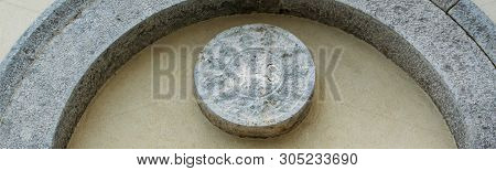 Jhs Christogram Of The Stone Above The Lateral Entrance Of Church Of San Francesco, Scutari, Albania