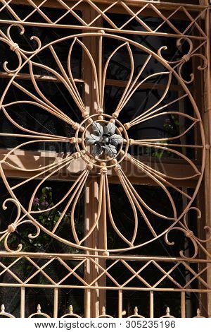 Crop View Of Architecture Exterior Detail - Antique Wrought Iron Window