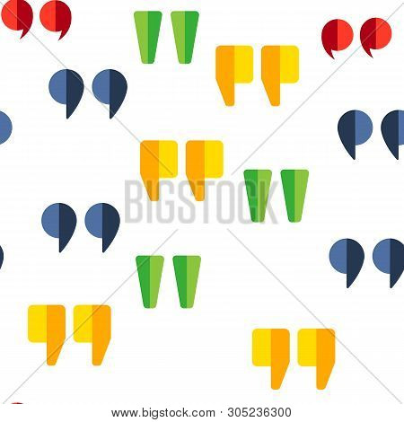 Quotation Marks, Inverted Commas Color Icons Seamless Pattern. Quotation, Direct Speech Marks Linear