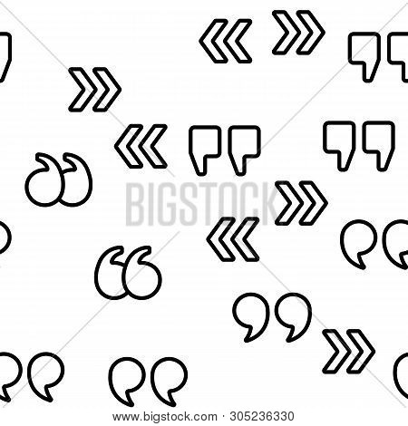 Quotation Marks, Inverted Commas Color Icons Seamless Pattern. Quotation, Direct Speech Marks Linear