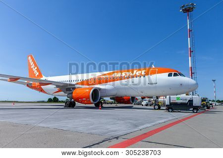 Berlin Schonefeld / Germany - May 30, 2019: Airbus A320-200 From The Easyjet Airline Stands At Airfi