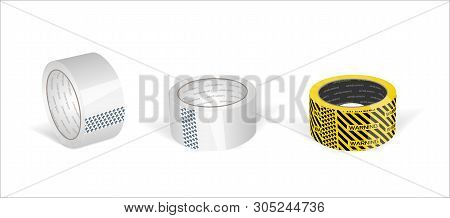 White Glossy Cello Tape Roll On White Isolated Background