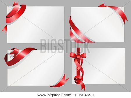 Ensembles de papier blanc avec le ruban rouge élégant