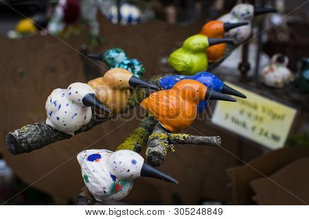 Munich, Germany - November 23, 2018 : Traditional Ceramic Souvenirs At The Viktualienmarkt Christmas