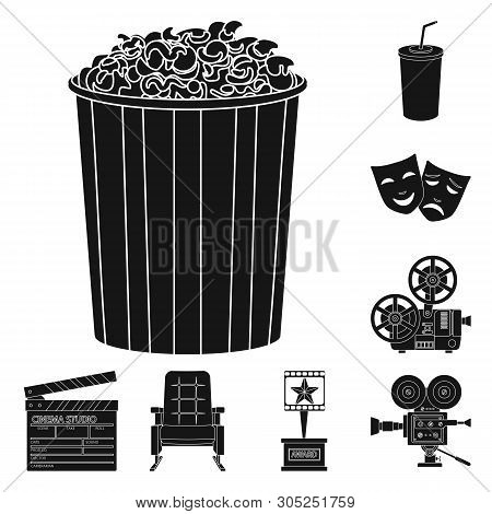 Vector Design Of Session And Viewing Symbol. Set Of Session And Theater Stock Symbol For Web.