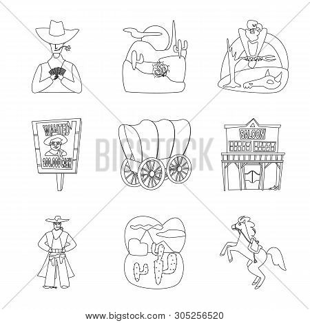 Vector Illustration Of Western And American Logo. Set Of Western And Farm Stock Vector Illustration.