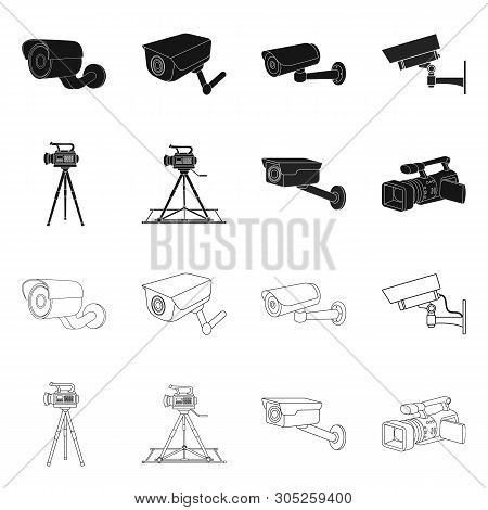 Vector Design Of Camcorder And Camera Logo. Set Of Camcorder And Dashboard Stock Vector Illustration