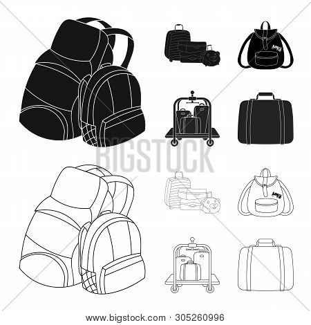 Vector Design Of Backpack And Bag  Logo. Set Of Backpack And School Vector Icon For Stock.