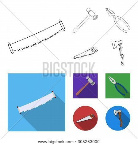 Isolated Object Of Tool And Construction Symbol. Set Of Tool And Carpentry Vector Icon For Stock.