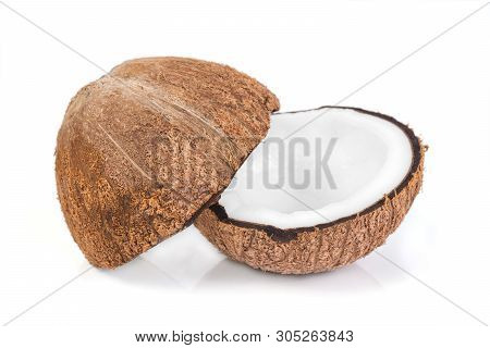 Coconuts Isolated On The White Background, Coconuts Milk.