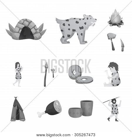 Vector Illustration Of History And Era Sign. Collection Of History And Neolithic Vector Icon For Sto