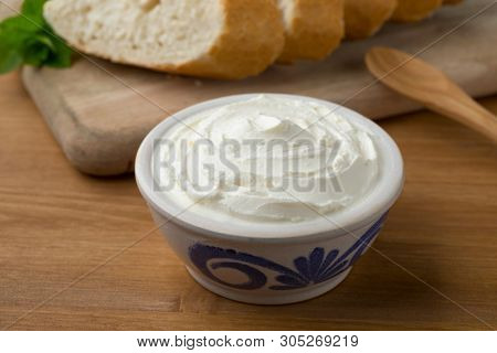 Fresh white cheese, called fromage blanc in France used as a spread