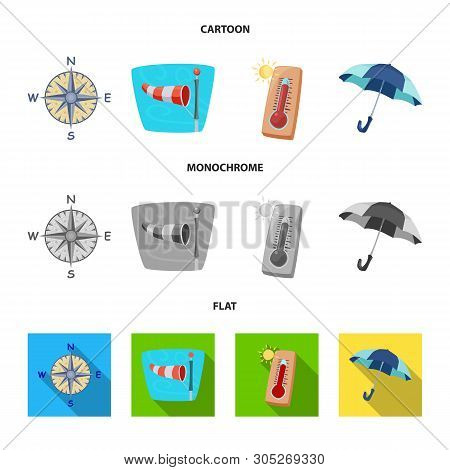 Vector Design Of Weather And Climate Symbol. Set Of Weather And Cloud Vector Icon For Stock.
