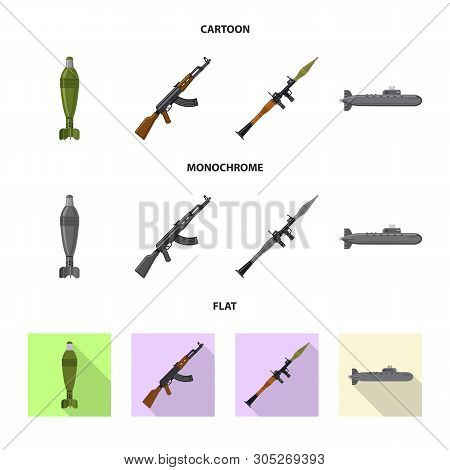 Vector Illustration Of Weapon And Gun Icon. Collection Of Weapon And Army Vector Icon For Stock.