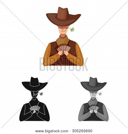 Vector Design Of Cowboy And Man Sign. Set Of Cowboy And Hunter Stock Vector Illustration.