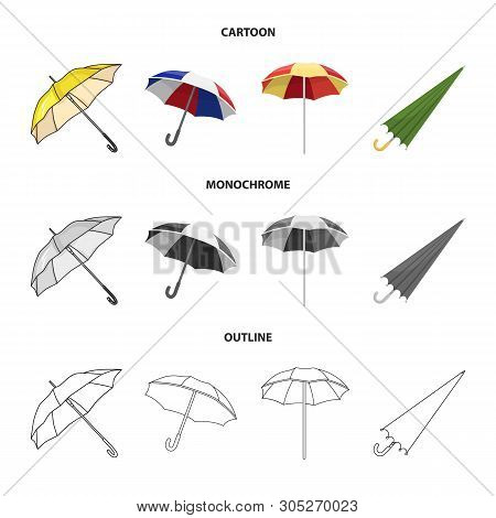 Vector Illustration Of Umbrella And Cloud Sign. Collection Of Umbrella And Rain Vector Icon For Stoc