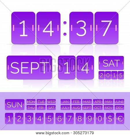 Violet Analog Counter And Flip Calendar Isolated