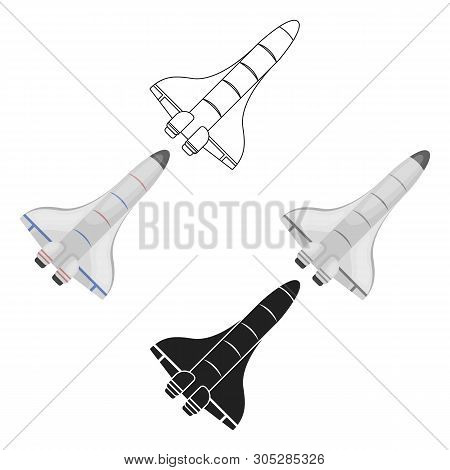 Space Shuttle Icon In Cartoon, Black Style Isolated On White Background. Space Symbol Stock Vector I