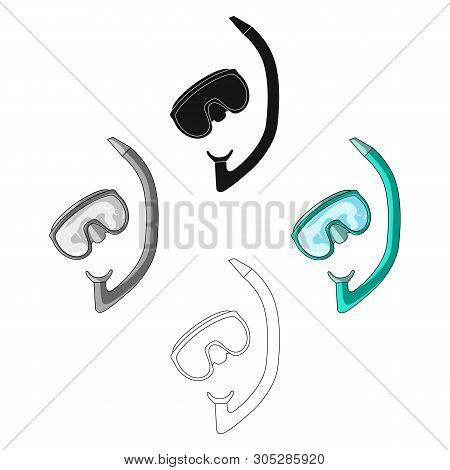 The Mask And Snorkel For Diving.summer Rest Single Icon In Cartoon, Black Style Vector Symbol Stock 