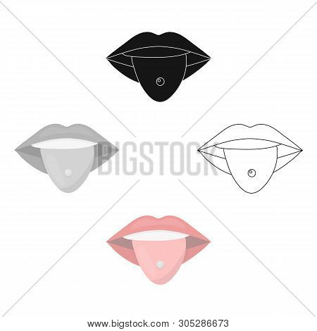 Pierced Tongue Icon Cartoon, Black. Single Tattoo Icon From The Big Studio Cartoon, Black.