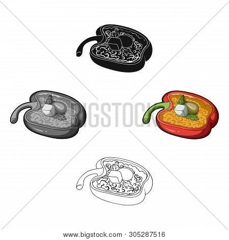 Red Sweet Pepper Stuffed With Vegetables.healthy Vegetarian Dish.vegetarian Dishes Single Icon In Ca