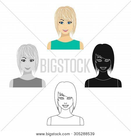 Blonde Icon In Cartoon, Black Style Isolated On White Background. Woman Symbol Stock Vector Illustra