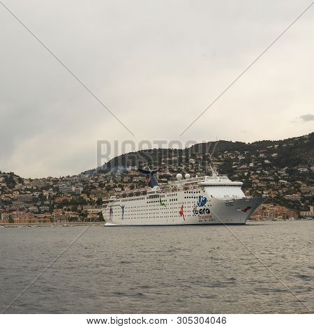 Nice, France, July 29, 2014. Cruise Ship Ibero Grand Holiday In The Villefranche Lagoon