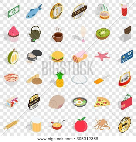 Bakehouse Icons Set. Isometric Style Of 36 Bakehouse Vector Icons For Web For Any Design