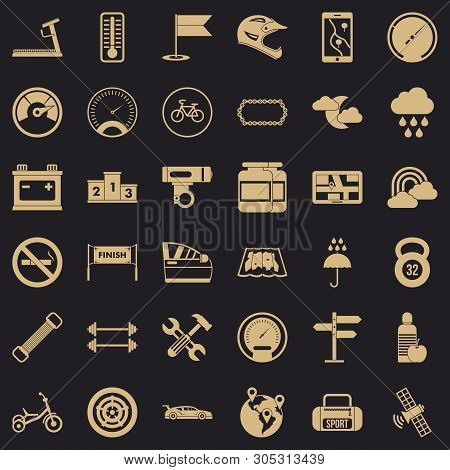 Motorsport Icons Set. Simple Set Of 36 Motorsport Vector Icons For Web For Any Design